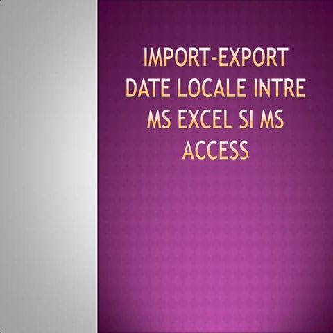 Import export date locale intre ms excel si ms