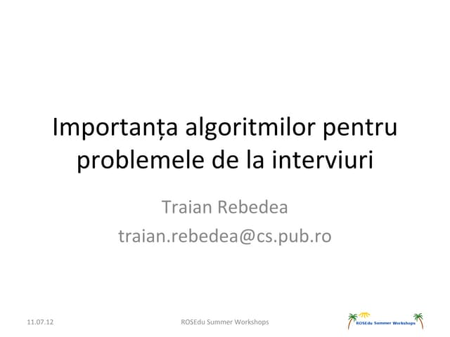 Importanța algoritmilor pentru problemele de la interviuri