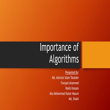 Importance of Algorithms | PPT