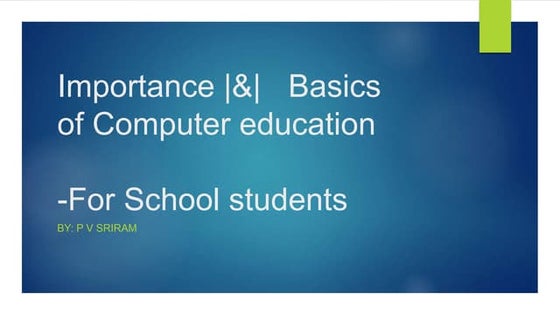 Use of Computers in Education | PPT