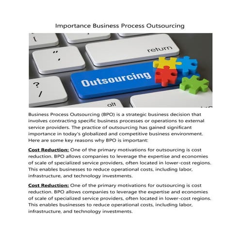 Importance Business Process Outsourcing