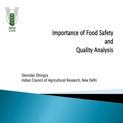 Importance of food safety and analysis
