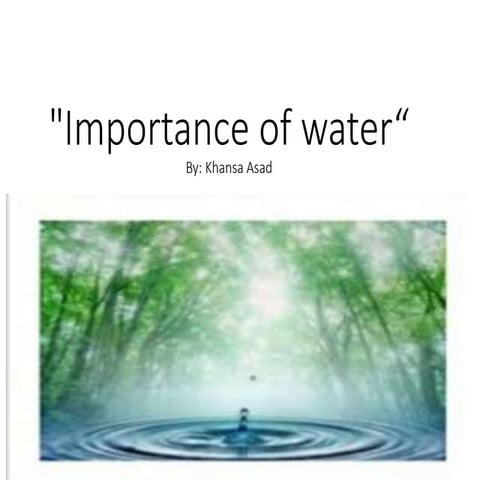  Importance of water