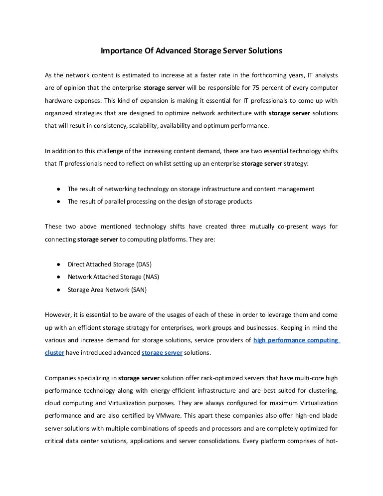 Importance of advanced storage server solutions