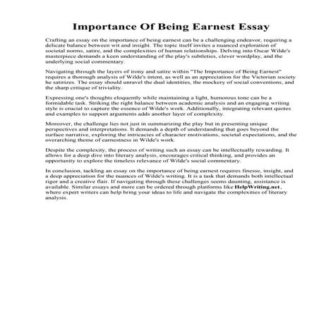Importance Of Being Earnest Essay.pdfImportance Of Being Earnest Essay ...