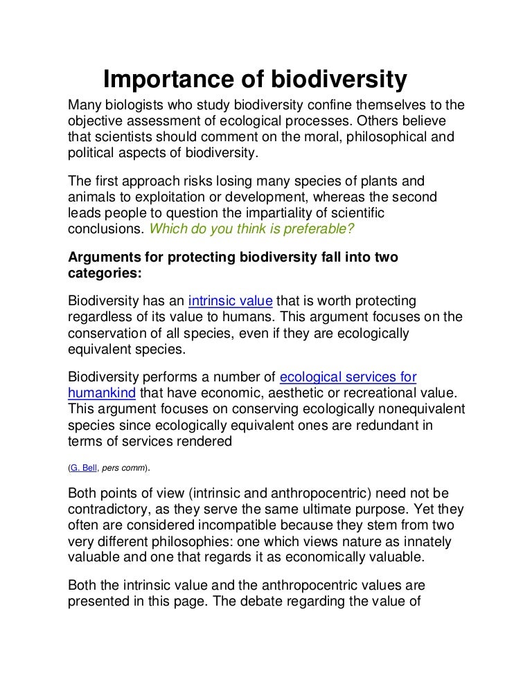 Importance Of Biodiversity