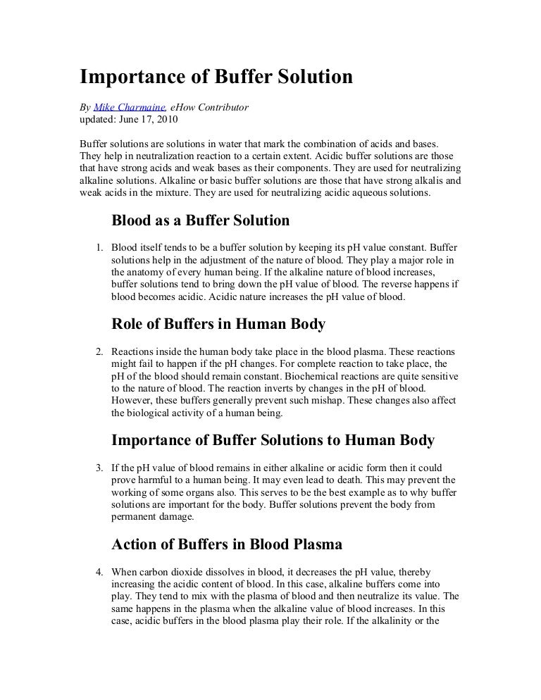 Importance of buffer solution
