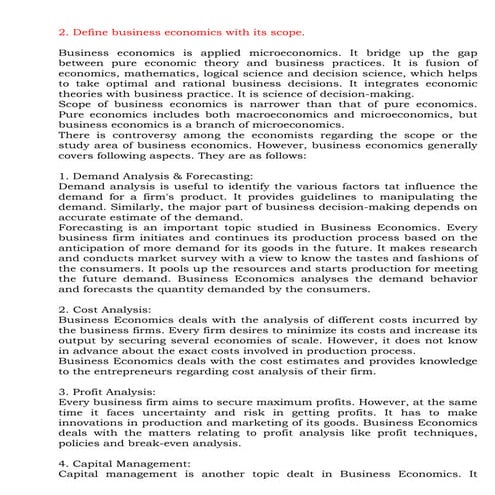 Importance of business economics 