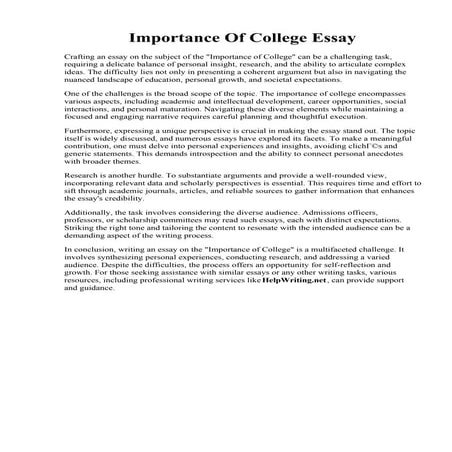 Importance Of College Essay.  Importance of college education essay. Free imp...