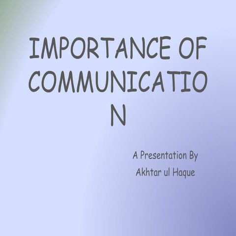 Importance of communication