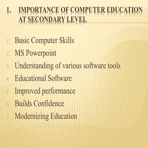 Importance of computer in schools.pptx | Secondary Education | Education