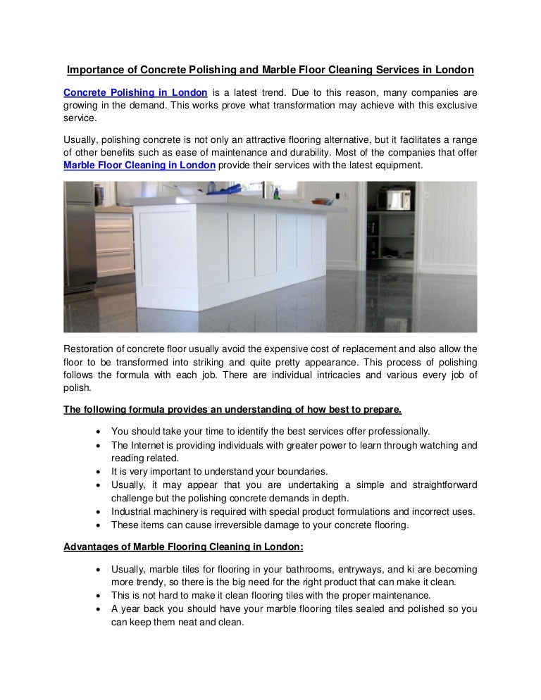 Importance Of Concrete Polishing And Marble Floor Cleaning Services I