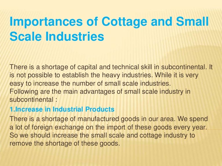 Importance of cottage industry
