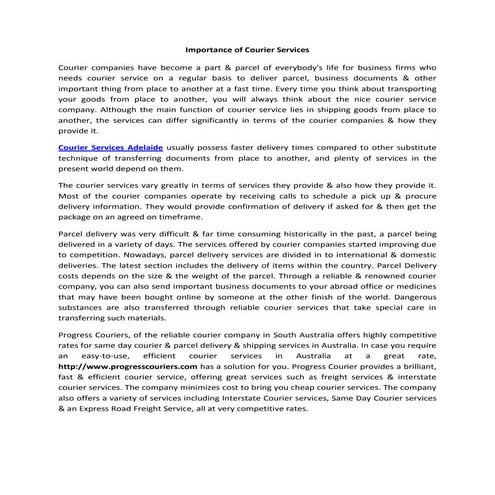 Importance of Courier Services | PDF