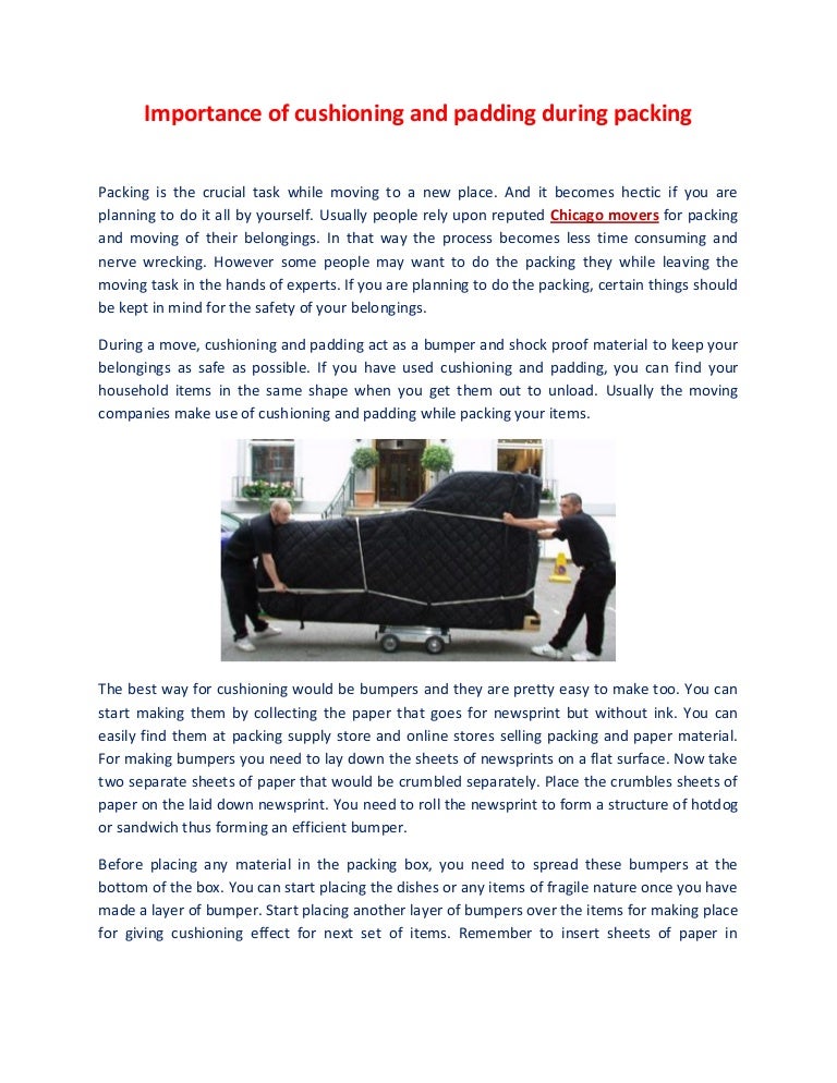 Importance of cushioning and padding during packing