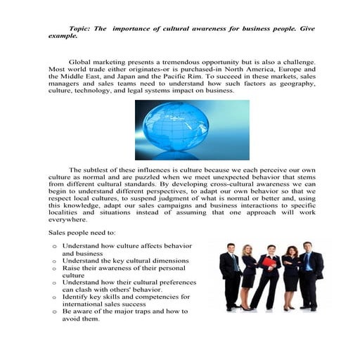 Importance of cutural awareness for business people