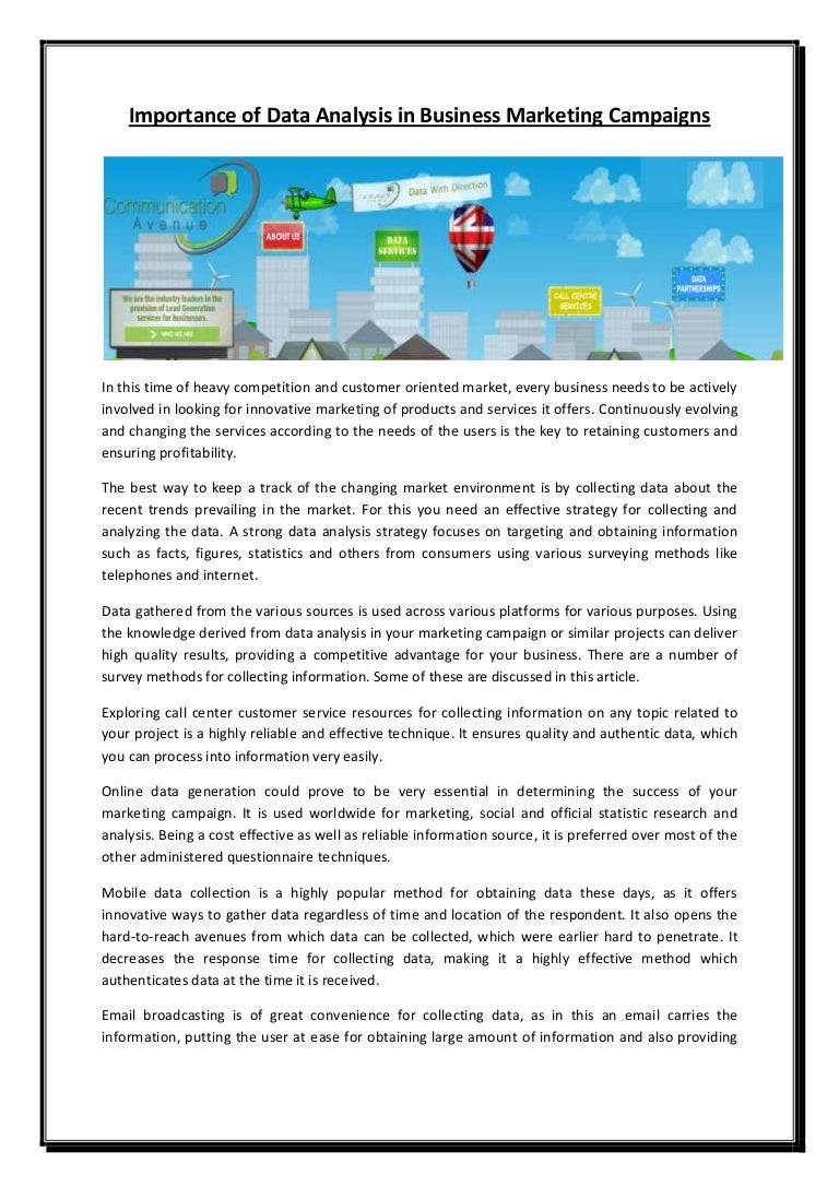 Importance Of Data Analysis In Business Marketing Campaigns