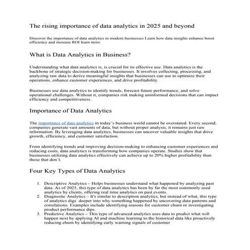 The rising importance of data analytics in 2025 and beyond