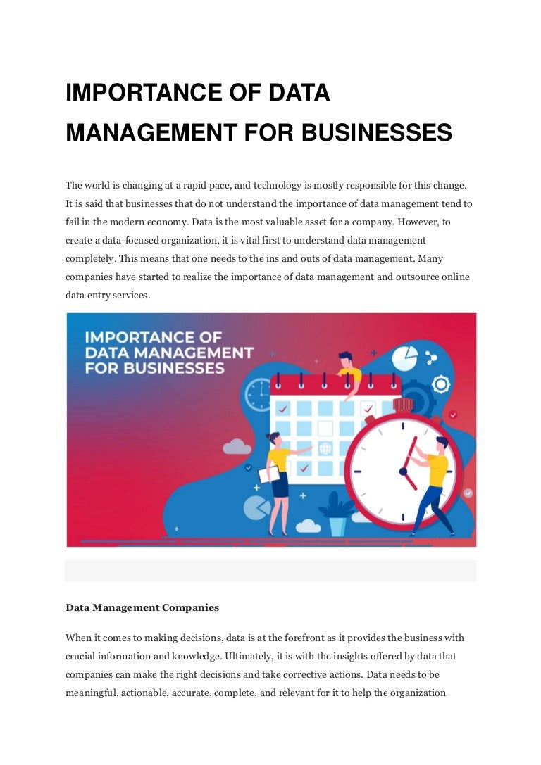 Importance of data management for businesses