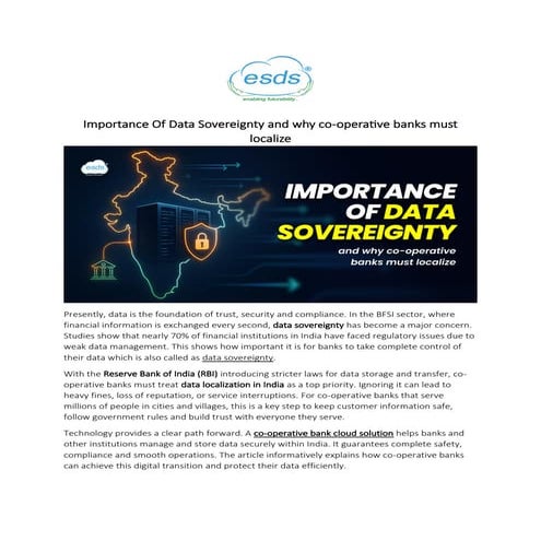 Importance Of Data Sovereignty and why co-operative banks must localize