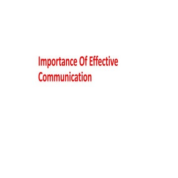 Importance of effective communication