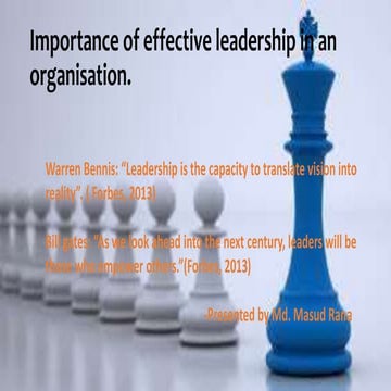 Importance of effective leadership in an organisation | PPTX