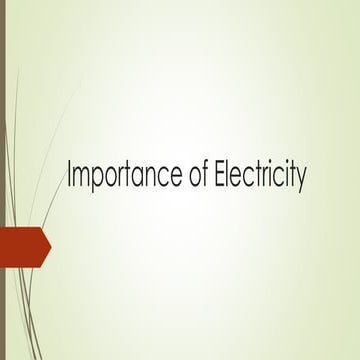 Importance of electricity