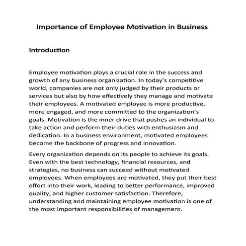 Importance of Employee Motivation in Business