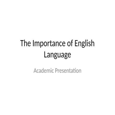 Importance of English Language | PPTX