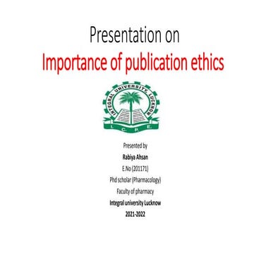 Importance of publication ethics ethics