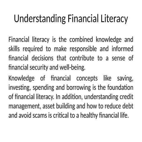 Why is financial literacy important | PPTX