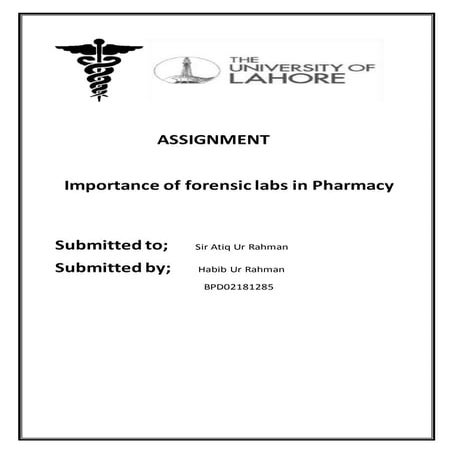 Importance of forensic lab in pharmacy