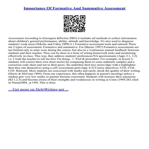 Importance Of Formative And Summative Assessment