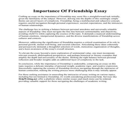 Importance Of Friendship Essay. The importance of friendship essay - writefiction581.web.fc2.com