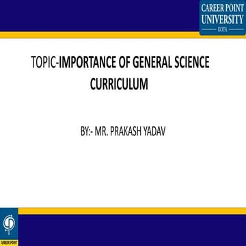 Importance of general science curriculum