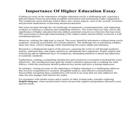 Importance Of Higher Education Essay | PDF