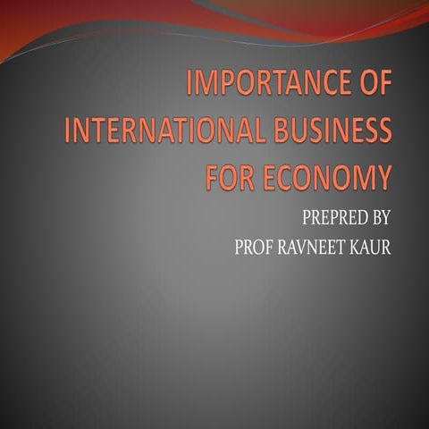 IMPORTANCE OF INTERNATIONAL BUSINESS