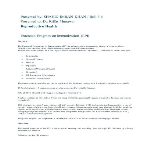 Importance of immunization