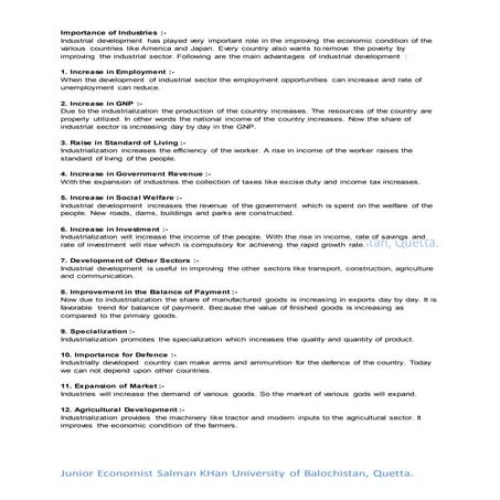 Importance of industries