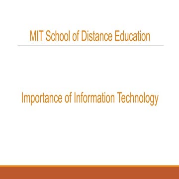 Importance of Information Technology - MIT School of Distance Education  
