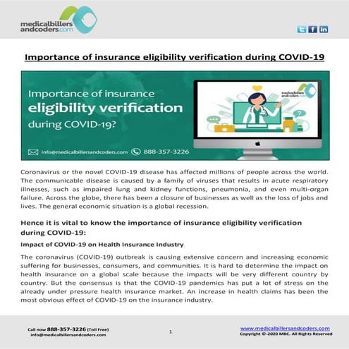Importance of insurance eligibility verification during COVID-19