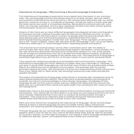 Importance of language