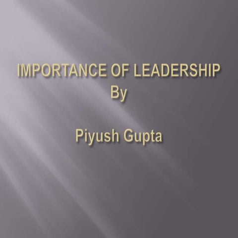 Importance of leadership