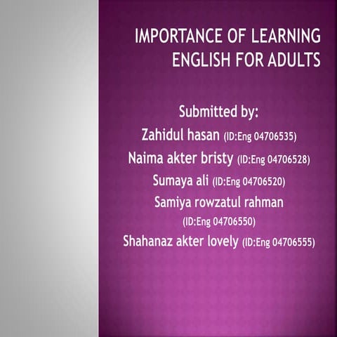Importance of learning english for adults