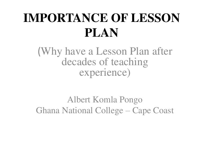 Importance of lesson plan