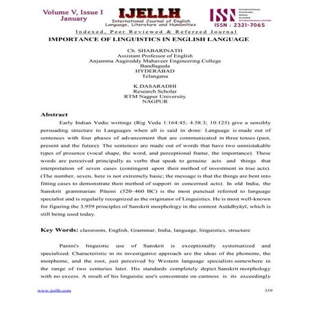 IMPORTANCE OF LINGUISTICS IN ENGLISH LANGUAGE