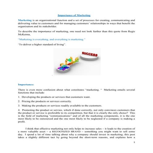 Importance of marketing