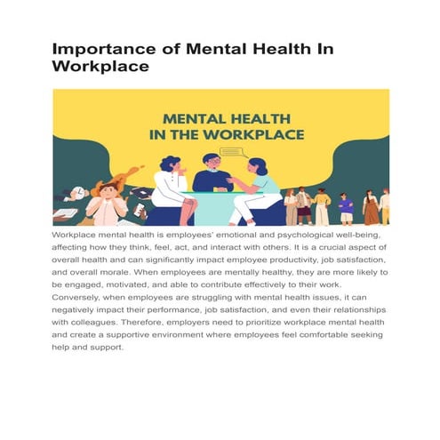 MENTAL HEALTH IN THE WORKPLACE | PDF