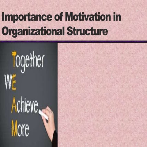 Importance of motivation in organizational structure