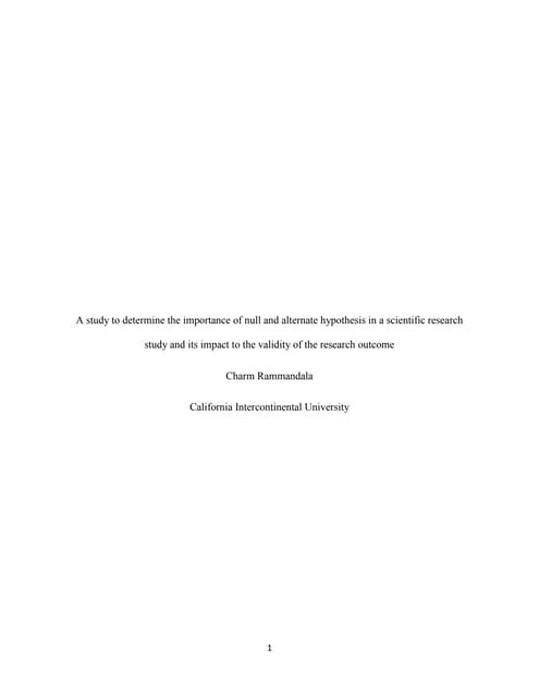Importance of null and alternate hypothesis in a scientific research study 